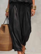 Ensemble Haut Sans Manches à Col Halter et Pantalons Plissés