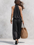 Ensemble Haut Sans Manches à Col Halter et Pantalons Plissés